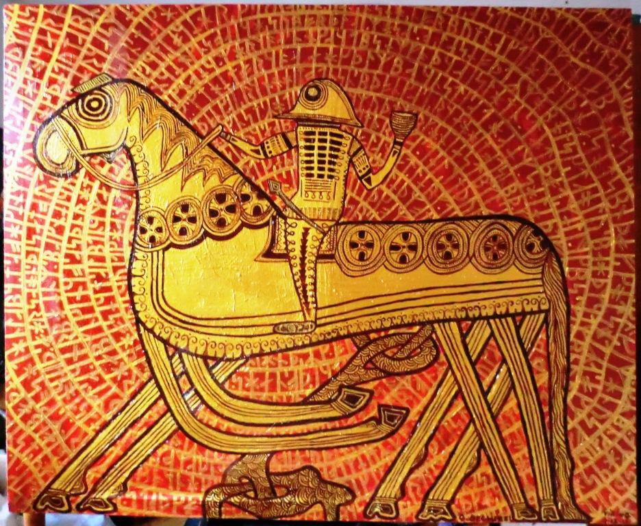 Odin chevauchant Sleipnir, son cheval à huit pattes - Art viking