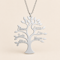 Thumbnail for Collier Arbre de Vie personnalisé famille avec prénoms en acier inoxydable
