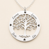 Thumbnail for Pendentif Arbre de Vie ajouré personnalisé avec plusieurs prénoms