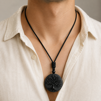 Thumbnail for Collier Arbre de Vie en obsidienne naturelle présenté en vue portée