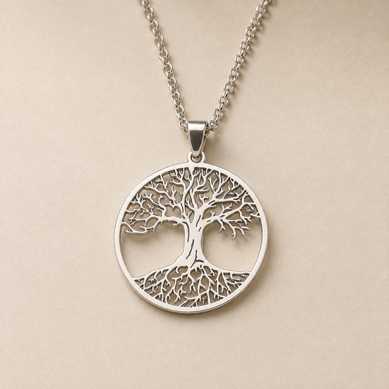 Collier en argent 925 avec pendentif Arbre de Vie ajouré