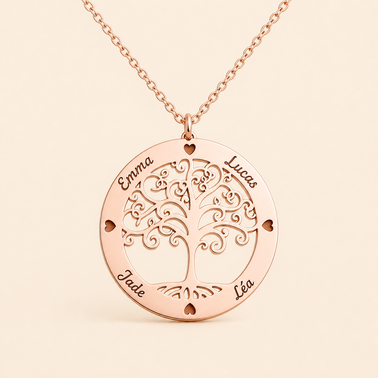 Collier Arbre de Vie personnalisé en finition Rose Gold