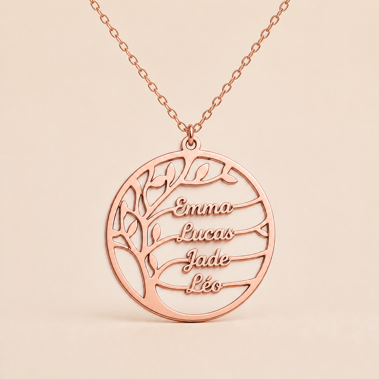 Collier Arbre de Vie personnalisé en finition Rose Gold